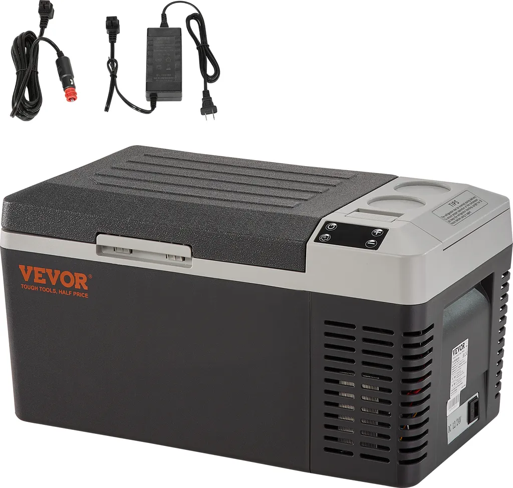 VEVOR 20 L Cooler Box 12/24 V Portable Refrigerator, Electric Freezer Box Small Freezer -20 to 10 ℃, Electric Compressor Cooler Box 580 x 330 x 310 mm for Car, Camping, Truck, Boat etc.