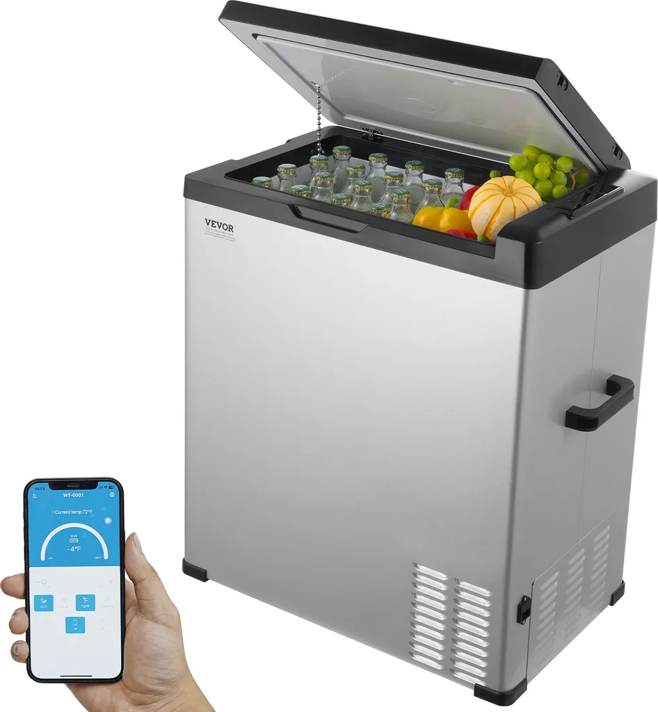 VEVOR Car Refrigerator, 12-Volt Car Refrigerator, Portable 70-Liter Single-Zone Freezer, Adjustable Range from -4℉ to 68℉, 12/24 V DC and 100-240 V AC Compressor Cooler