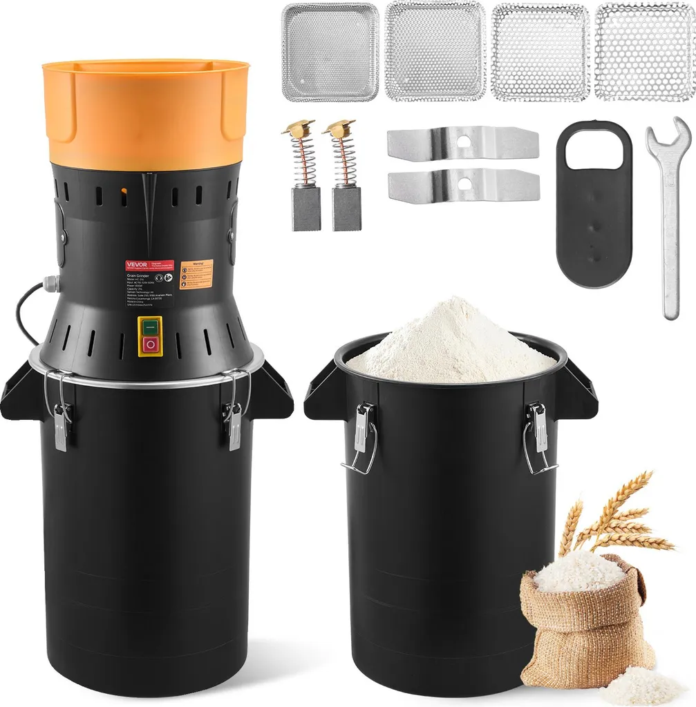 VEVOR Electric Grain Mill 25 L, Spice Mill 600 W, Spice Mill with Galvanized & Sharp Blades, Pulverizer for Dry Grains, Spices, Muesli, Coffee, Corn 390x320x815 mm