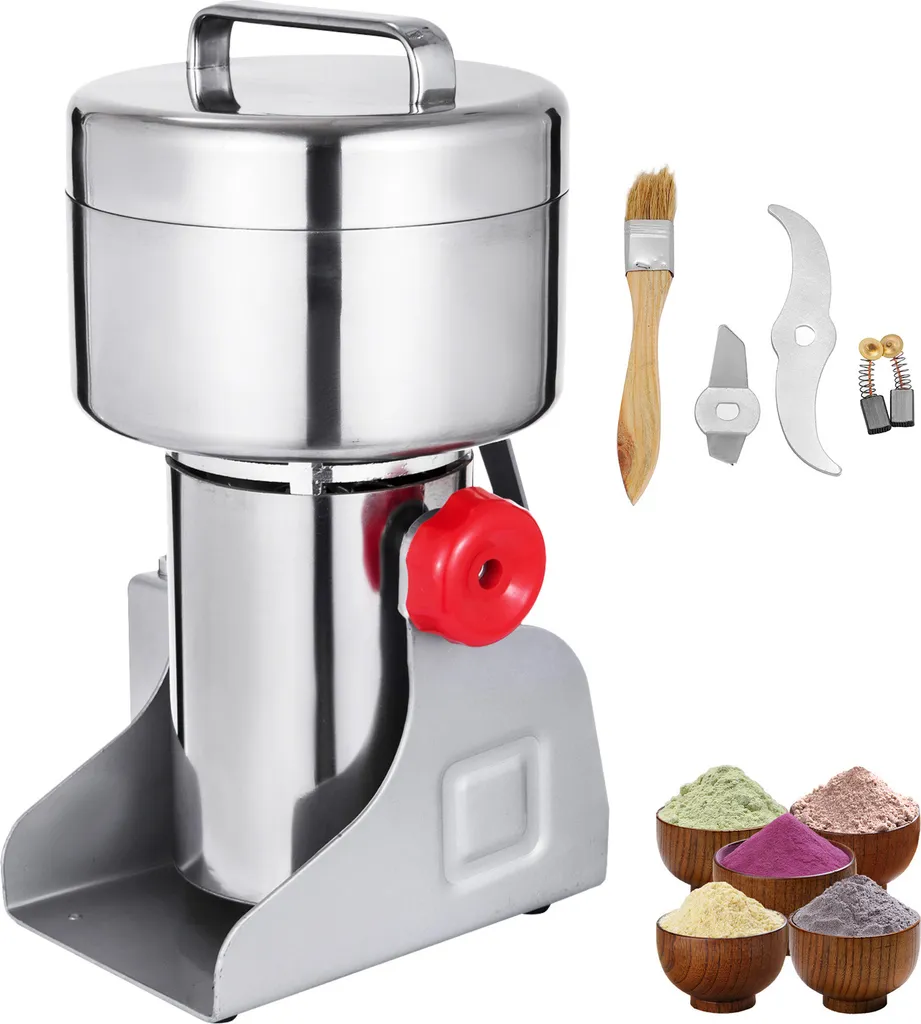 VEVOR Electric Grain Mill 750g, Spice Mill 26000 RPM Multifunctional Coffee Grinder Food Spice Mill Stainless Steel Dry Spice Mill Machine Household Stainless Steel Powder Machine