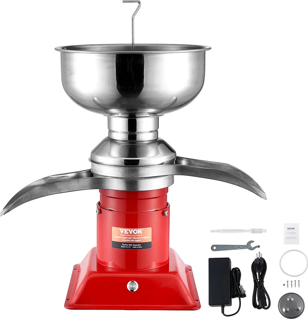 VEVOR Electric Milk Separator Centrifugal Separator 30 W, Milk Centrifuge Separator 100 L/hr Milk Cream Separator, 10500 rpm Multifunctional Milk Centrifuge Milk Separator Stainless Steel 304