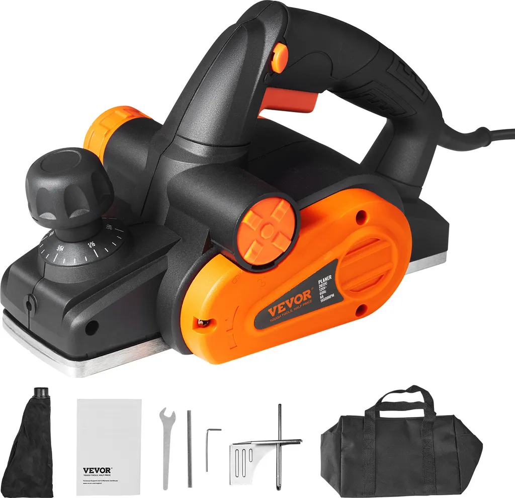 VEVOR Electric Planer 710 W Hand Planer Electric 16500 rpm Hand Planer 82.55 mm Planing Width Electric Planer 2 mm Cutting Depth incl. Parallel Fence