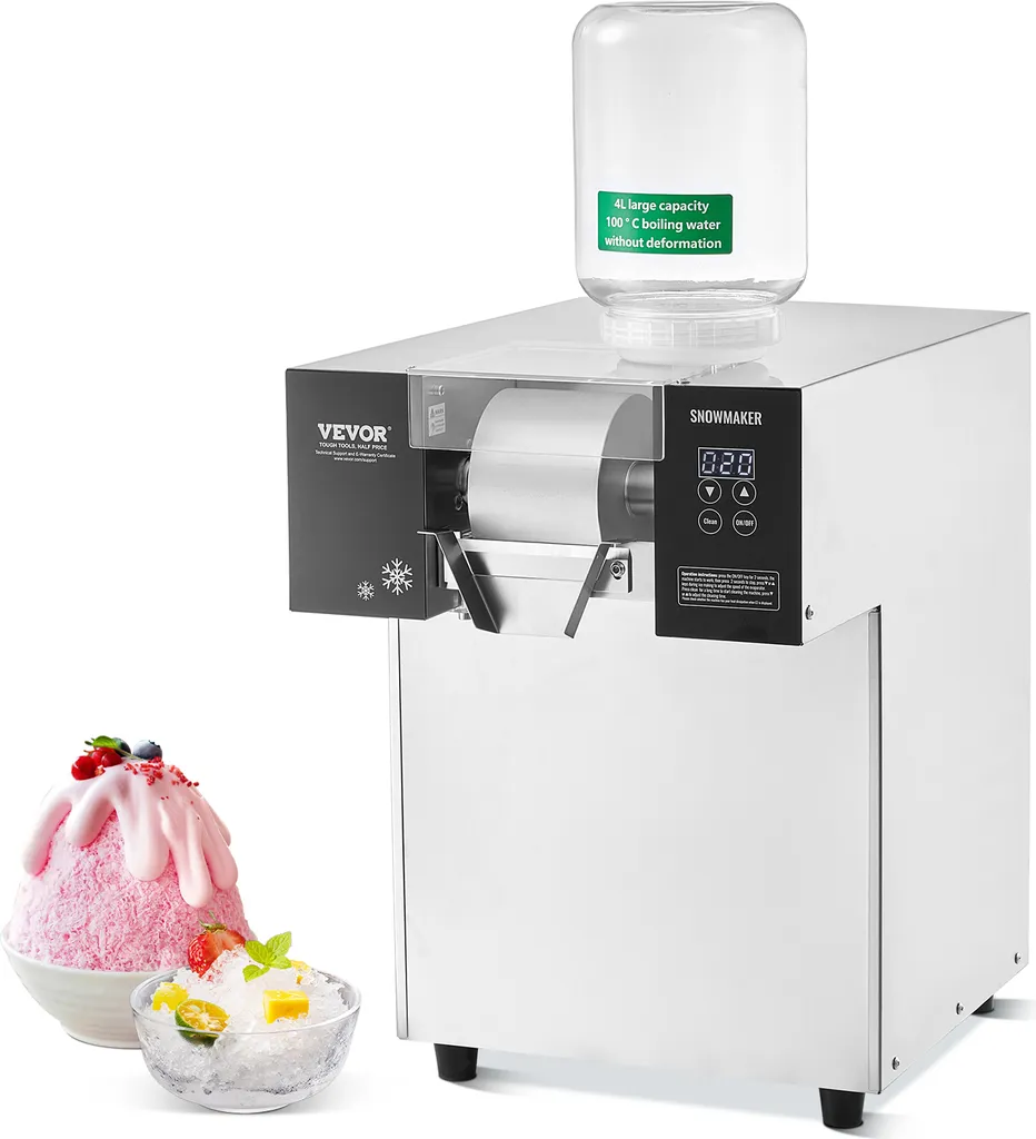 VEVOR Commercial Snowflake Ice Machine, 175 kg / 24 hr Snowflake Ice Maker, Electric Snow Cone Maker with Liquid Cooling System & Touch Screen