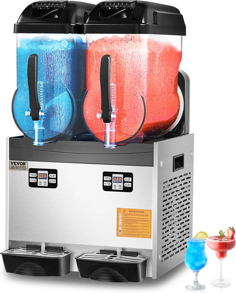 VEVOR Commercial Slush Machine 12L x 2 Dual Tank Slush Ice Machine for Frozen Drinks, 96 Cup Margarita Smoothie Machine for Home Parties, Restaurants, Cafes, and Bars