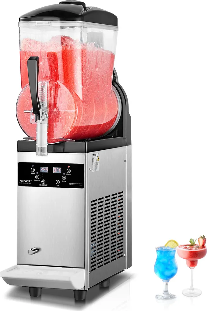 VEVOR Commercial Slushie Machine, 12L Single Tank Frozen Drink Machine, 48 Cup Stainless Steel Slushie Machine with Electronic Keypad, Soft Serve Maker for Parties, Restaurants, and Cafes