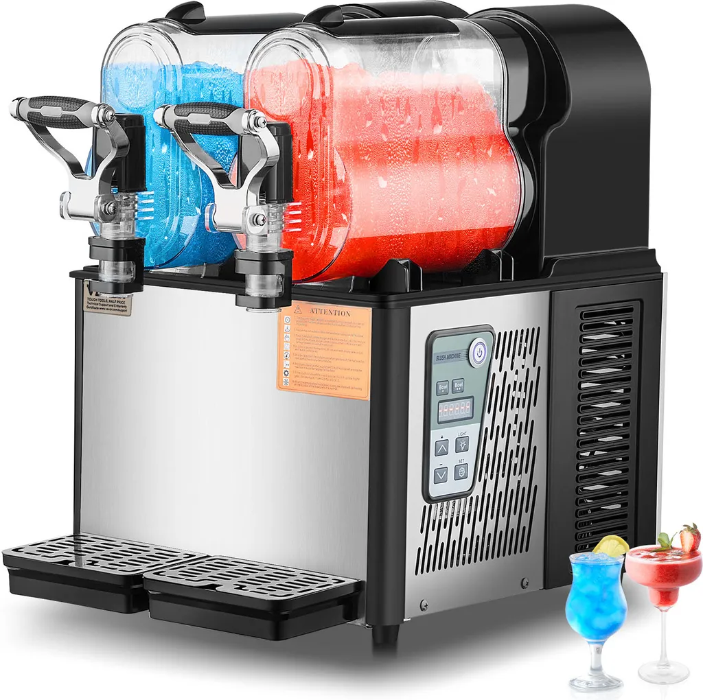 VEVOR Commercial Slushie Machine 3L x 2 Dual Tank Frozen Drink Machine, 24 Cup Stainless Steel Slushie Machine Soft Serve Maker
