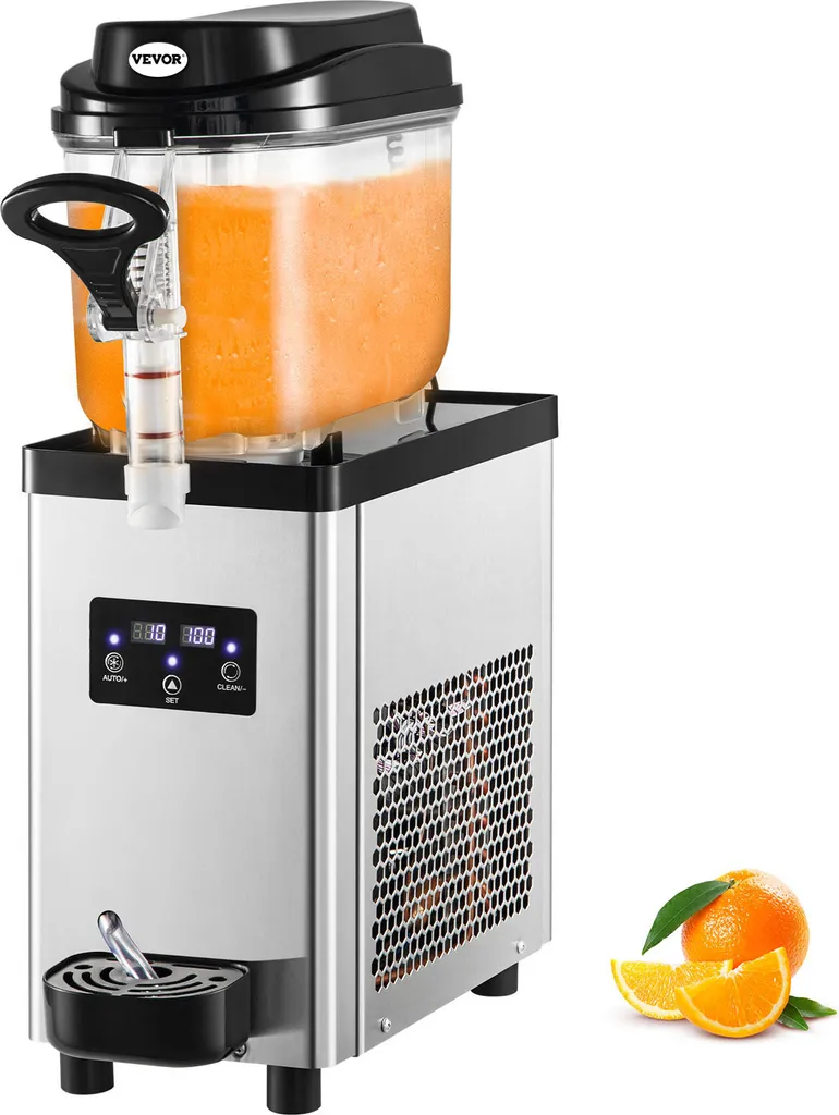 VEVOR Commercial Slushy Machine, 6L Cup Single Bowl Slush Ice Machine, 300W 220V, Stainless Steel Margarita Smoothie Frozen Drink Maker, Slushie Machine for Supermarkets, Cafes, Restaurants, Bars