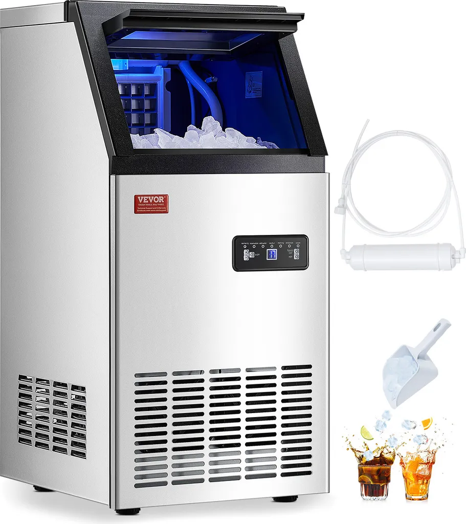 VEVOR Commercial Ice Maker (45.36 kg/day) Commercial ice maker, storage capacity 12.7 kg, 36 ice cubes in 15 minutes, self-cleaning, suitable for bars and restaurants