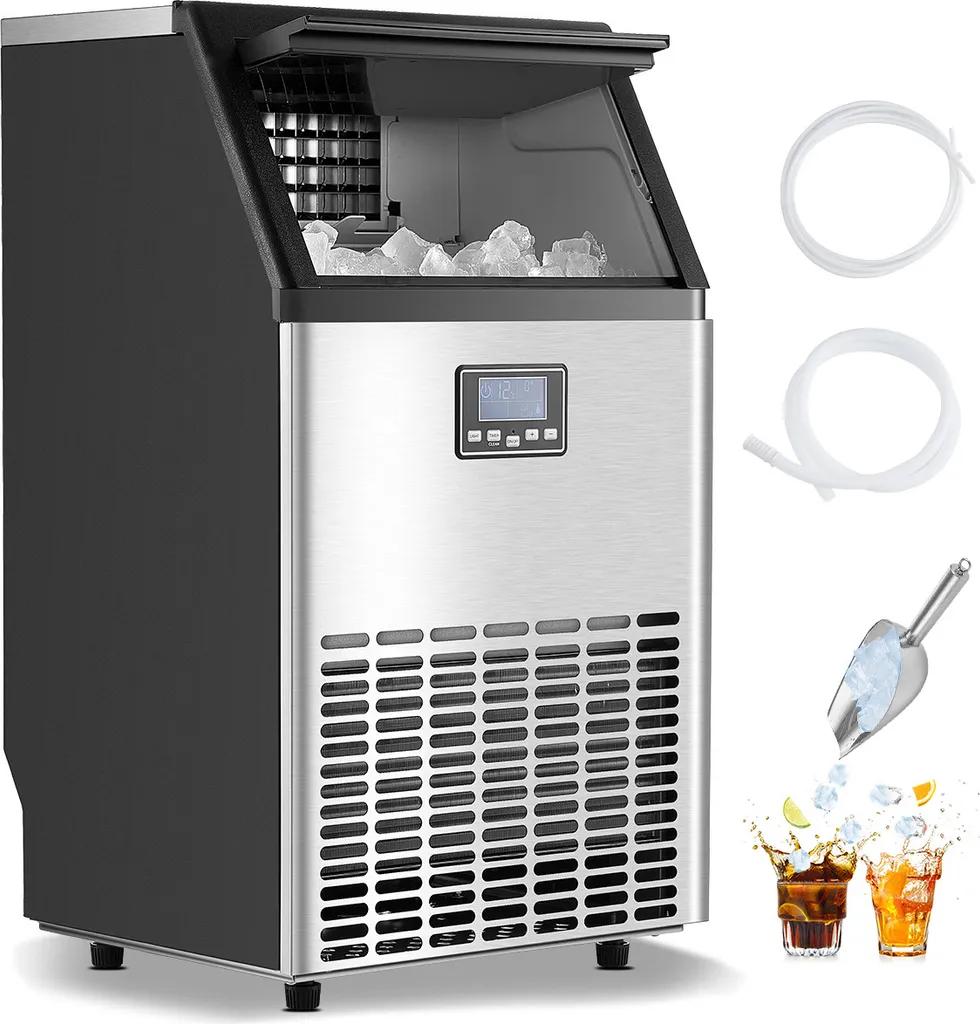 VEVOR Commercial Ice Maker (58.97 kg/day) Ice Machine, Storage Capacity 14.97 kg, 45 Ice Cubes in 15 Minutes, Suitable for Bars, Offices, Restaurants