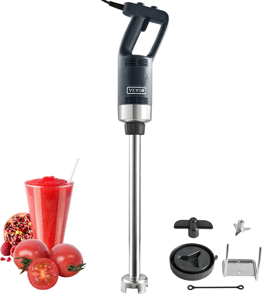 VEVOR Electric Hand Blender, 750W, High-Performance Blending Wand, Adjustable Speeds, Stainless Steel, Multi-Purpose Hand Blender, 855mm Detachable Stirring Rod, Includes Wall Hook & Replacement Blade Head