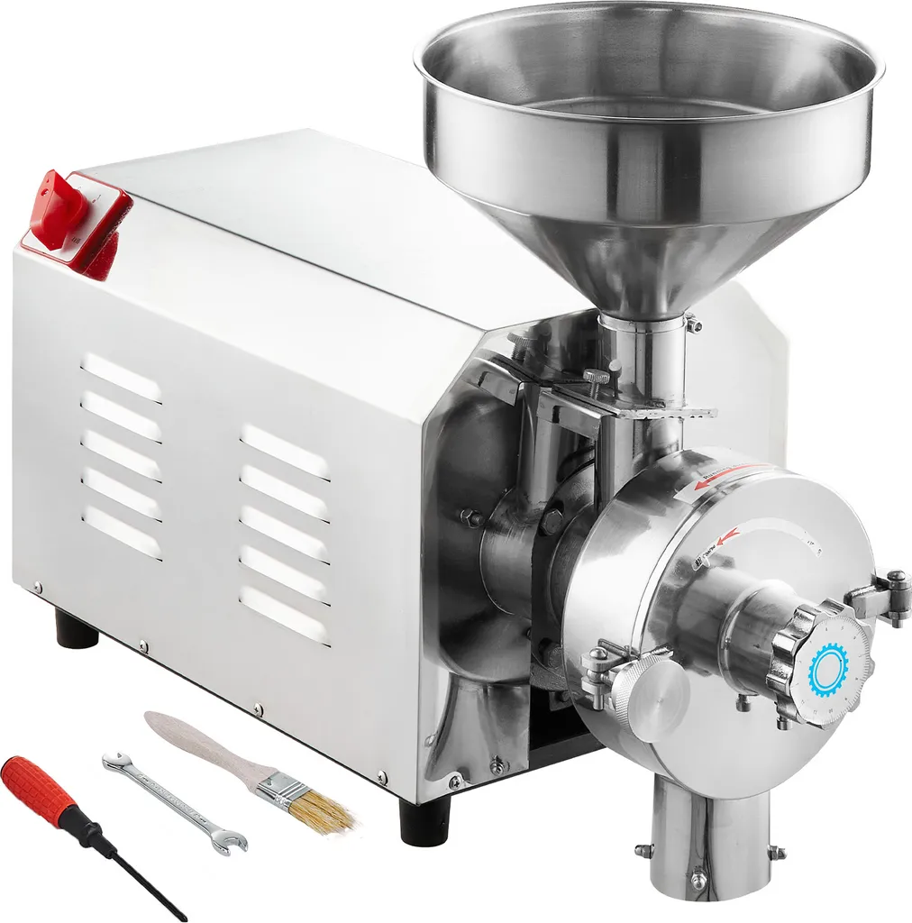 VEVOR Soybean Mill, Commercial Grinding Machine for Spices, 3000 W, 100 kg/h Efficiency, Stainless Steel Corn Mill, Industrial Flour Mill for Pepper, Soybeans, Peanuts, Corn Kernels, 605 x 290 x 460 mm