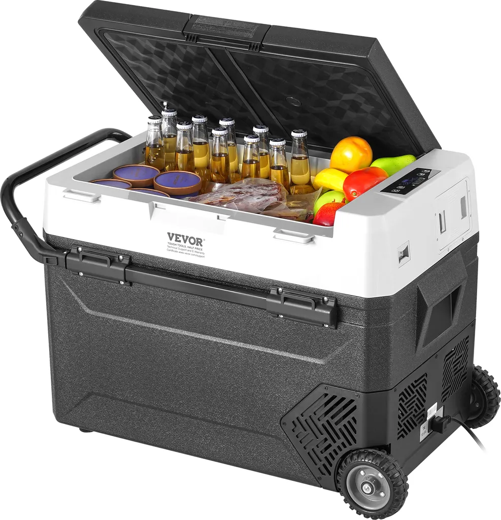 VEVOR Portable Car Refrigerator, 12-Volt Car Refrigerator, 60L / 63.4QT Single-Zone Portable Freezer, -4°F-68°F Adjustable Temperature, Compressor Cooler for Home, Outdoor, Camping