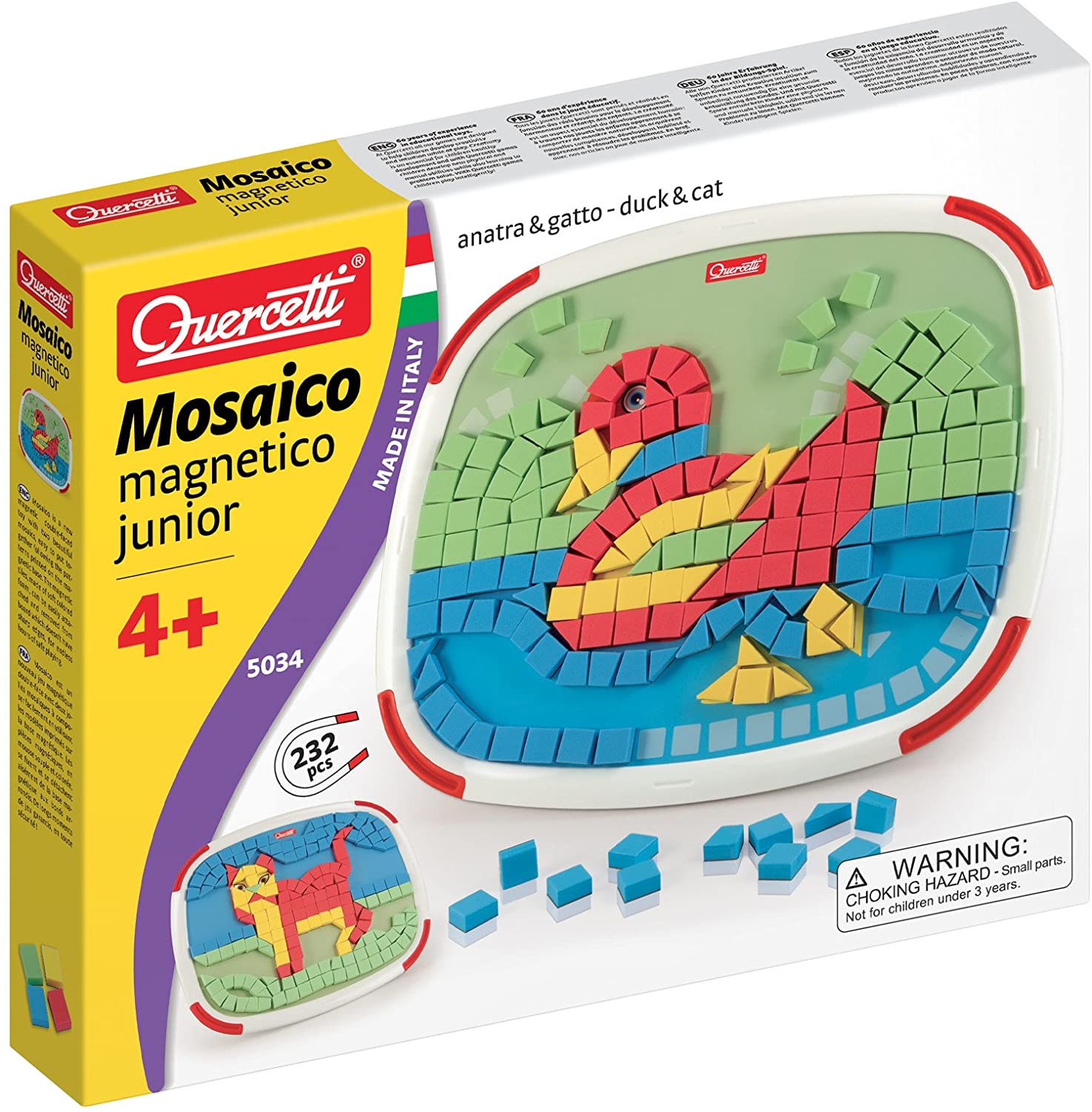 Quercetti Movie-Mosaico Magnetico Junior Anatra E Gatto