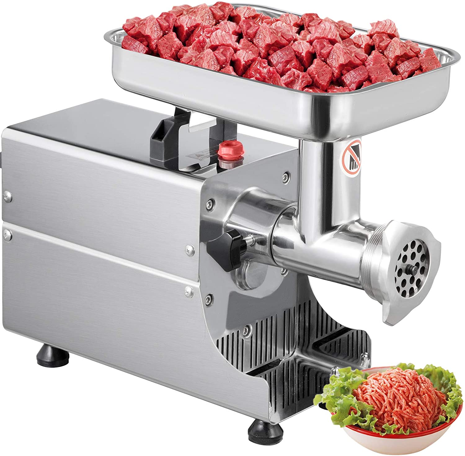 VEVOR Meat Mincer Electric 450 W Minced Meat Machine 175 RPM Meat Mincer 80 kg/h Product Capacity 500 x 200 x 345 mm Stainless Steel Meat Grinder with a Meat Plate for Supermarkets