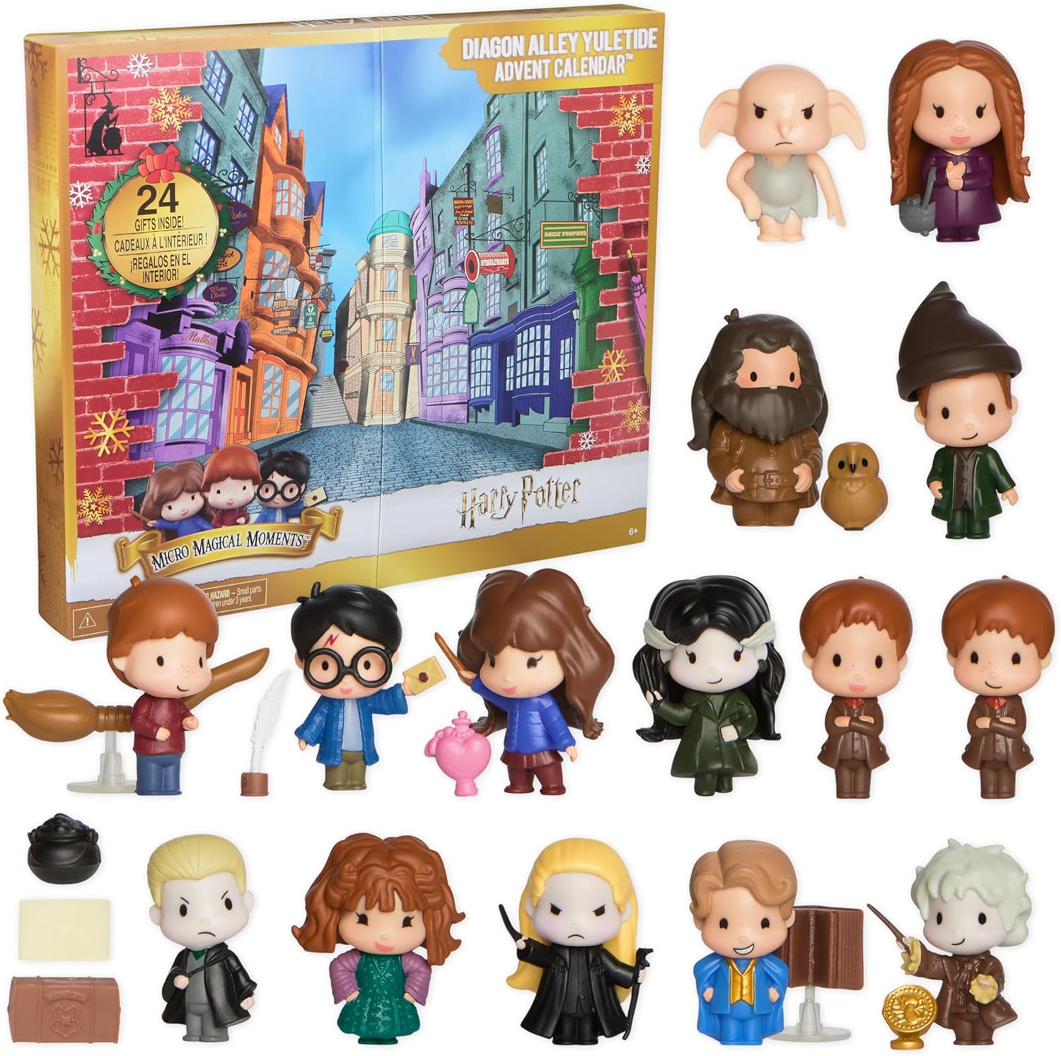 Wizarding World Harry Potter Christmas in the Angled Alley Advent Calendar 2025 with 24 Surprises, 15 Figures and 9 Accessories, Toy for Children from 6 Years, Fan Item