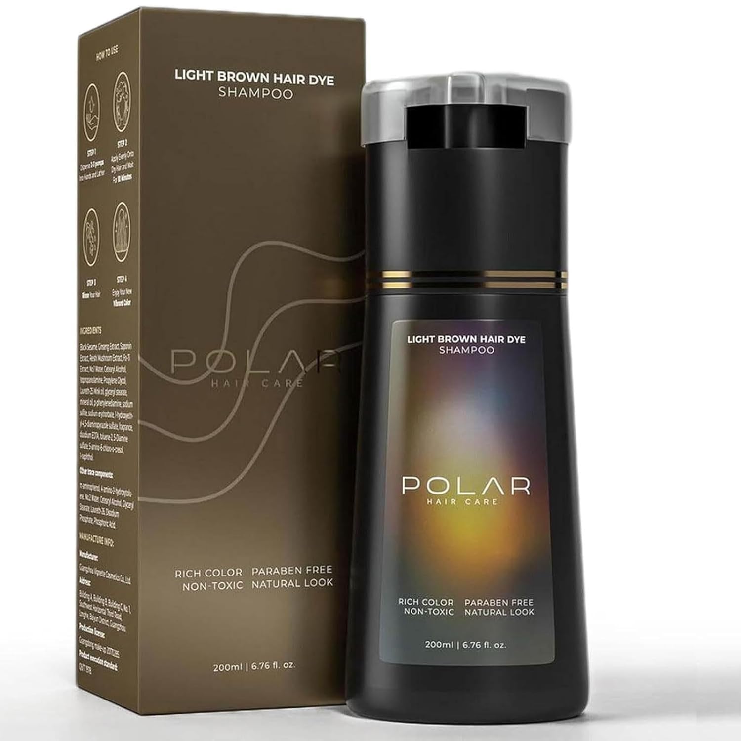 Generic Polar Hair Dye Shampoo, Polar Hair Care, 3-in-1 Instant Hair Dye Shampoo, Polar Hair Care Instant Dye Shampoo, Suitable for Women and Men, for Gray Hair Coverage (Light Brown)