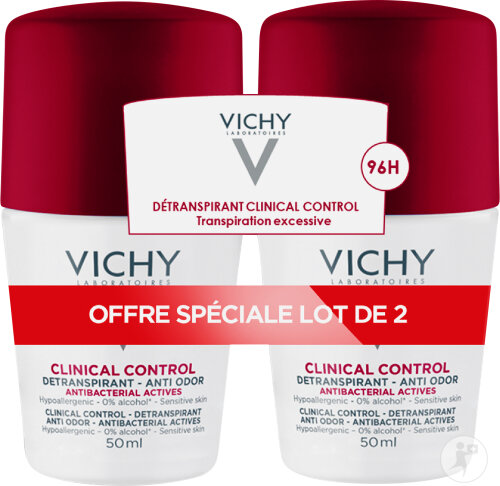 Vichy Clinical Control Deperspirant 96h Anti-Odor Excessive Sweating Sensitive Skin 2x50ml