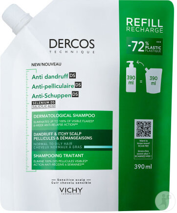 Vichy Dercos Anti-Dandruff Shampoo for Normal to Oily Hair Refill 390ml