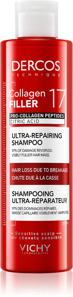 Vichy Dercos Collagen Filler 17 deep-acting regenerating shampoo for brittle hair