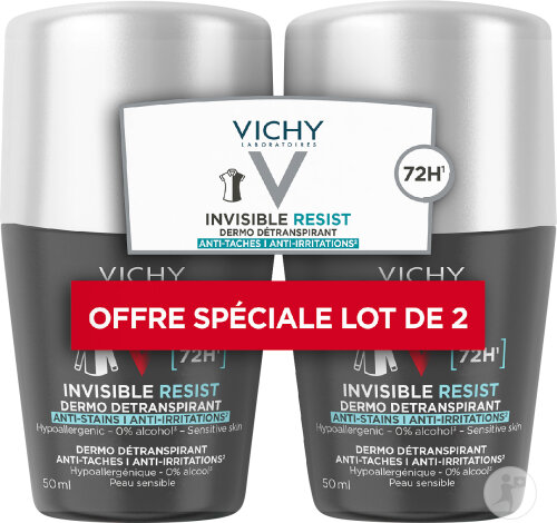 Vichy Mann Invisible Resist Deperspirant 72h anti-stain anti-irritation 2x50ml