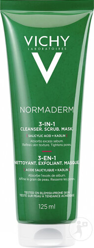 Vichy Normaderm 3In1 Peeling Cleansing Cream Mask For Impure Sensitive Skin Tube 125ml