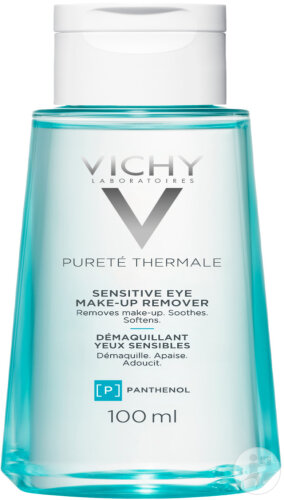 Vichy Pureté Thermale Soothing Eye Makeup Remover for Sensitive Eyes, 100ml Bottle