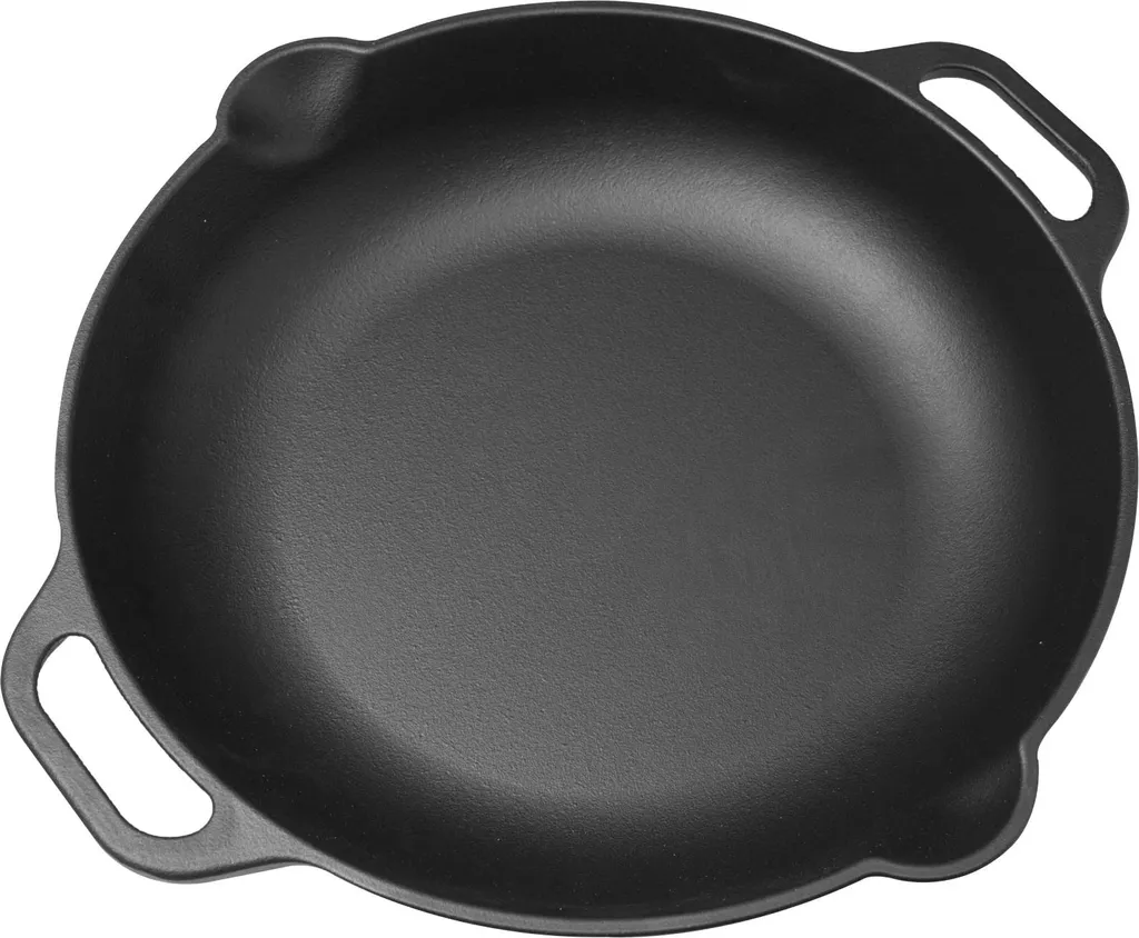Victoria 31947 Paella Pan Enamelled Cast Iron, Induction Compatible 33cm, Cast Iron Skillet without PTFE Black