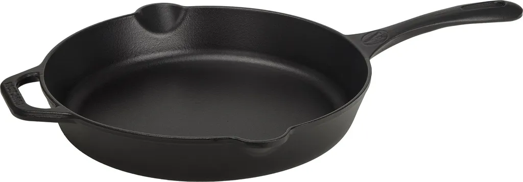 Victoria 33644 Enamelled Cast Iron Skillet Induction 30cm, Cast Iron Skillet without PTFE Black