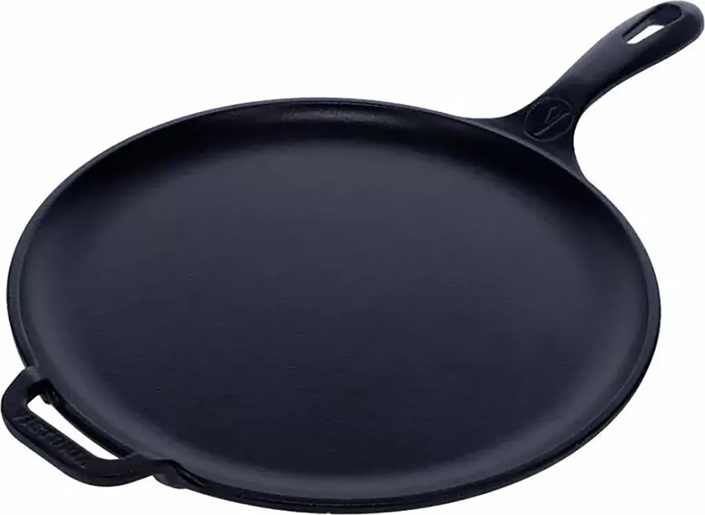 Victoria 35891 Cast Iron Griddle, Comal Pizza Pan, 30cm, Induction, Fire, Grill, Oven, Black