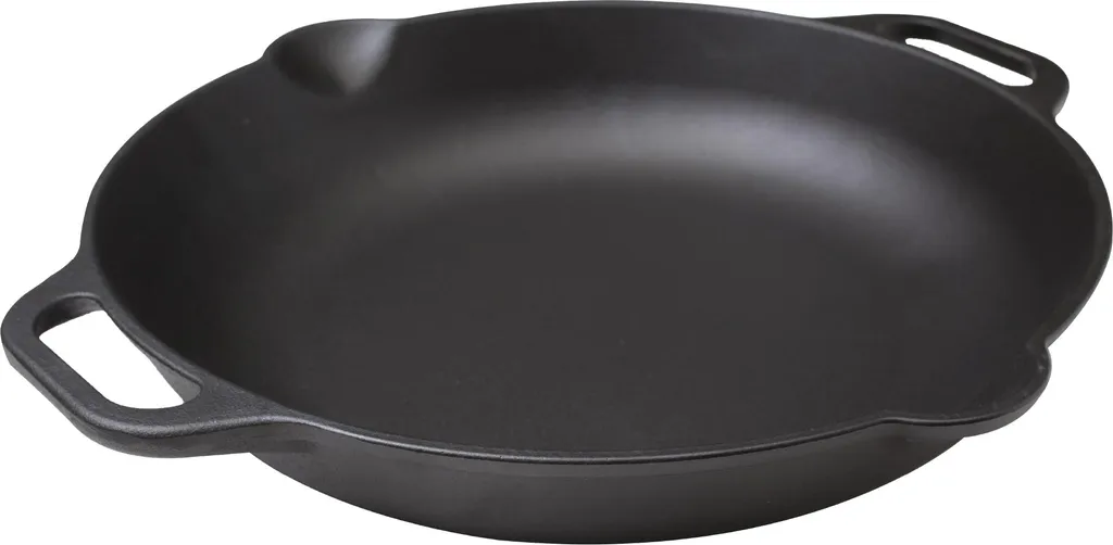 Victoria 37574 Paella Pan Cast Iron Induction 33cm for Fire, Cast Iron Skillet without PTFE Black