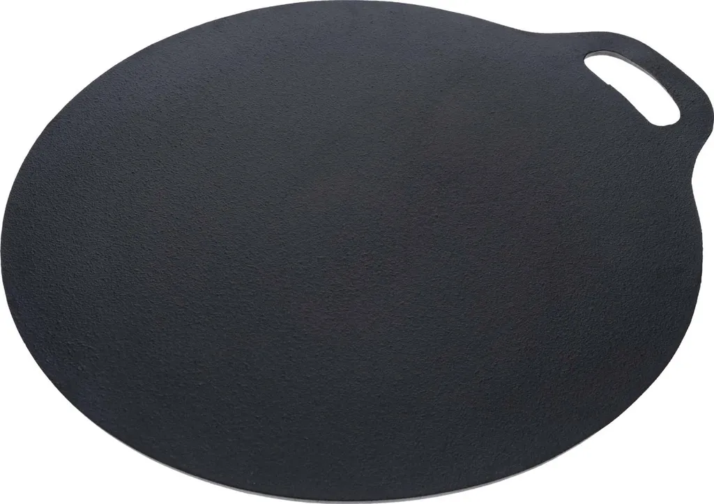 Victoria 38526 Enameled Cast Iron Grill Plate for Pizza, 38cm Pan, Induction, Fire, Oven, Black