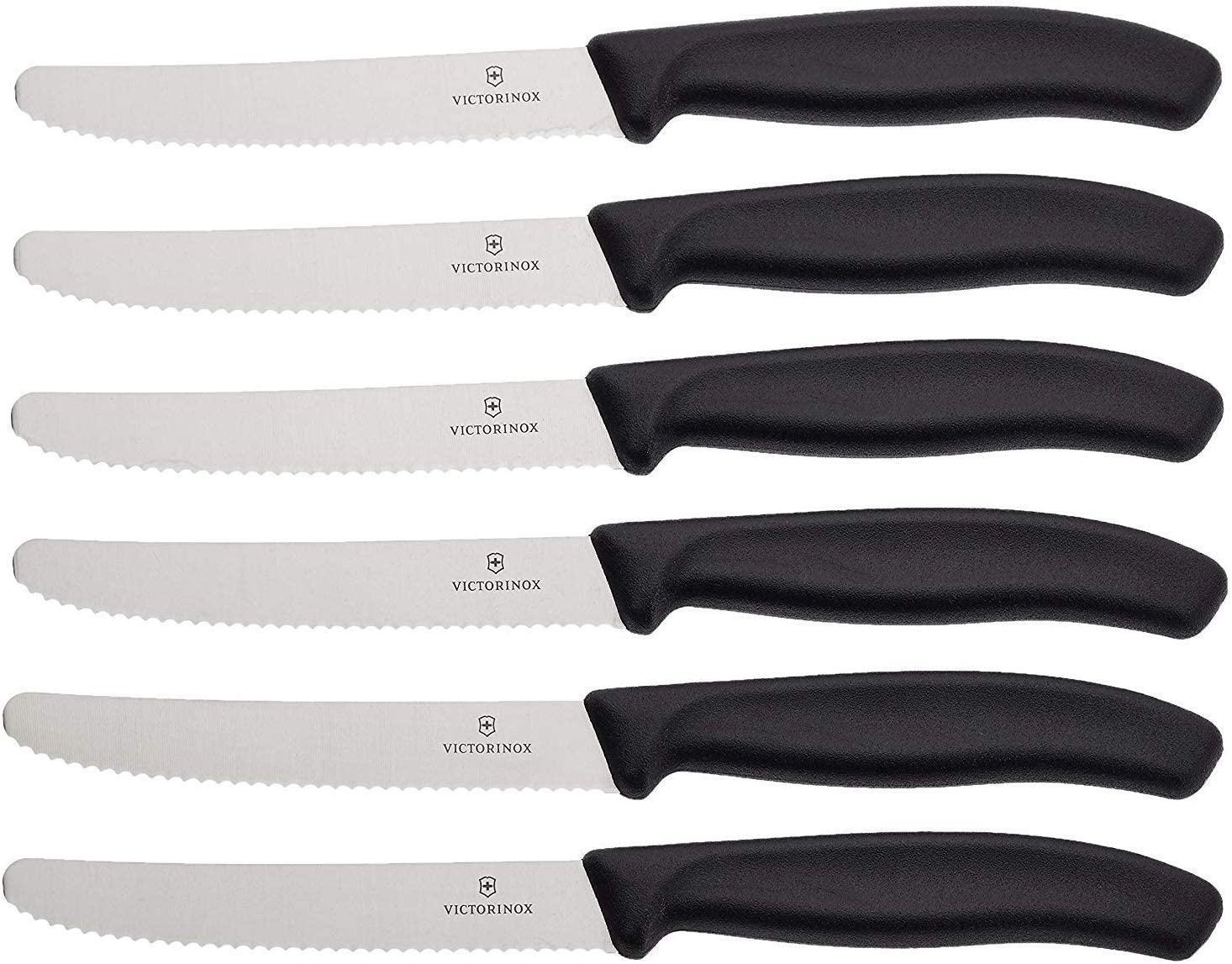 Victorinox 6 Piece Kitchen Knife Set (11 cm, Extra Sharp Serrated Edge, Table Knife, Ergonomic Handle, Dishwasher Safe)
