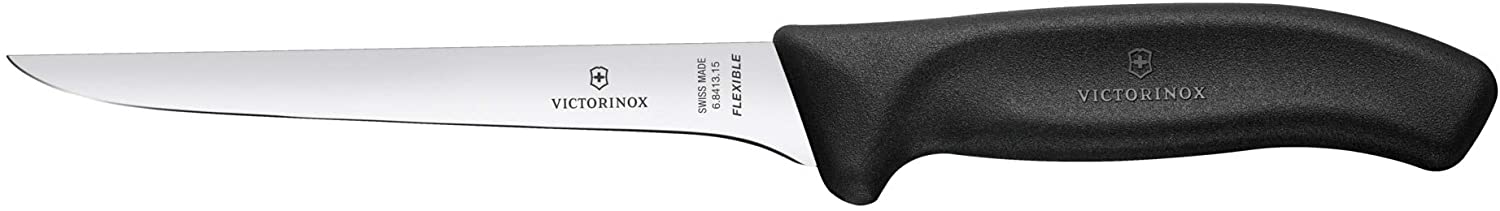 Victorinox Swiss Classic Boning Knife Curved Flexible Rustproof Stainless Steel Dishwasher Safe Black