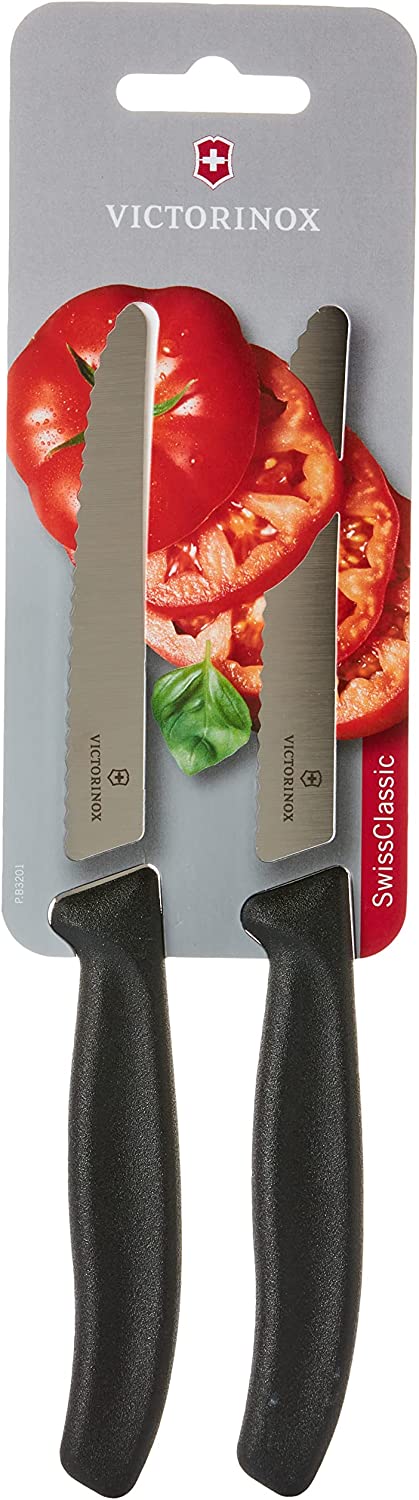Victorinox Swiss Classic Kitchen Knives Set of 2 11 cm Extra Sharp Serrated Edge Ergonomic Dishwasher Safe