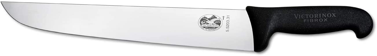 Victorinox Fibrox Kitchen Knife Slaughter Knife, Extra Sharp Blade, Stainless Steel, Dishwasher Safe, Swissmade