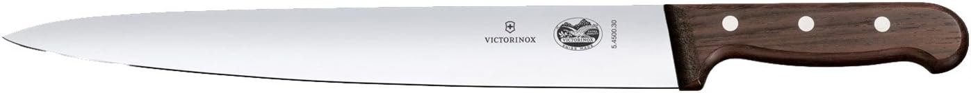 Victorinox Rosewood Schinkenmesser, mit Holzgriff, Runde Klinge, rostfrei, edelstahl, spülmaschinengeeignet