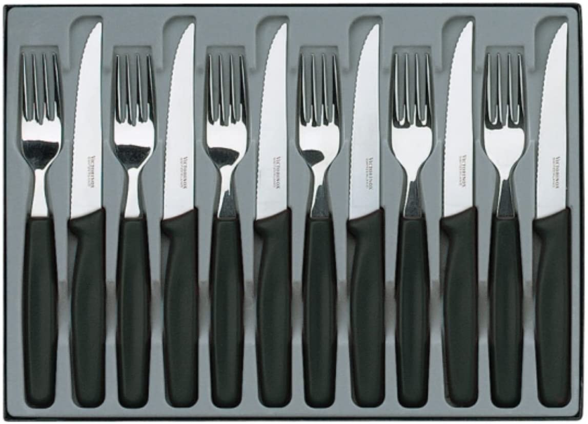 Victorinox Serrated Steak Knife Set, Set of 12 Black 5.1233.12
