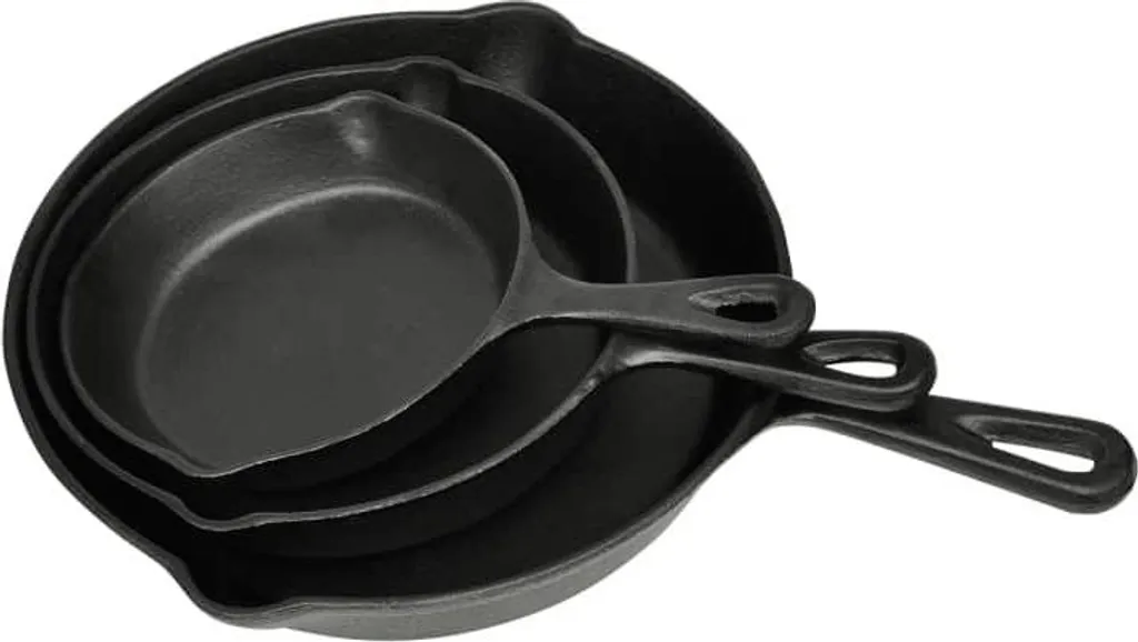 vidaXL 3-piece cast iron steak pan set