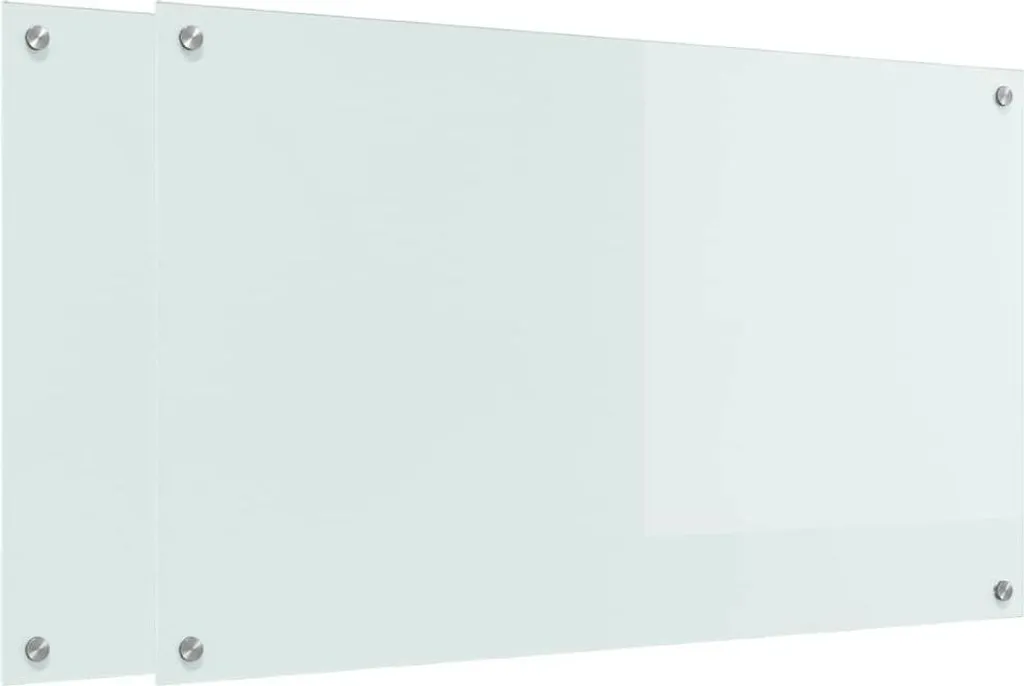 vidaXL Kitchen Backsplash 2 pcs White 100 x 60 cm Tempered Glass