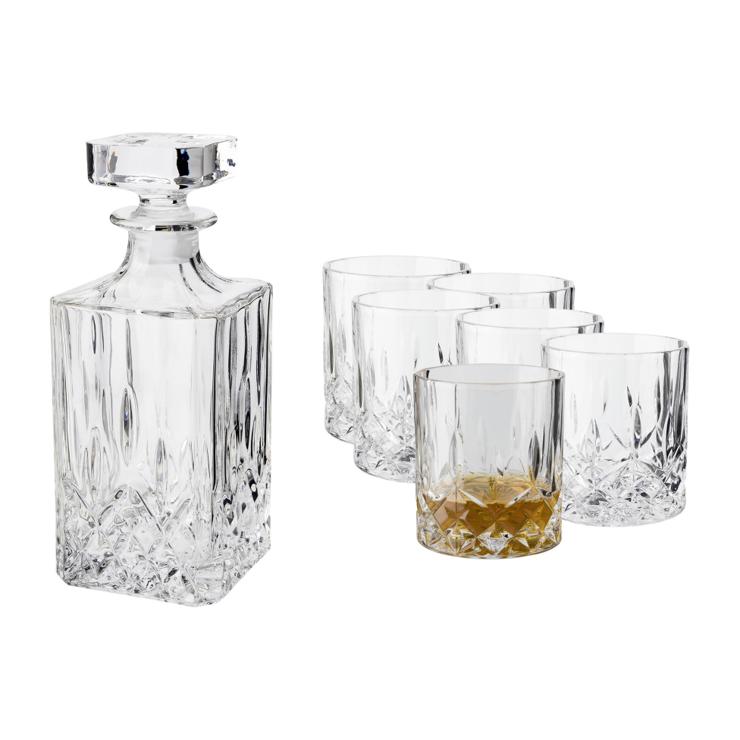 Dorre Video whiskeyset carafe and 6 st whiskey glasses