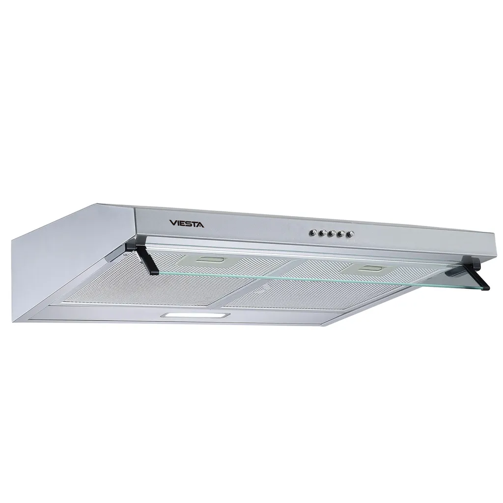 VIESTA® VDU6080SR Under-cabinet extractor hood 60 cm stainless steel with glass shade, LED lighting, 3 speeds, extraction & recirculation function,