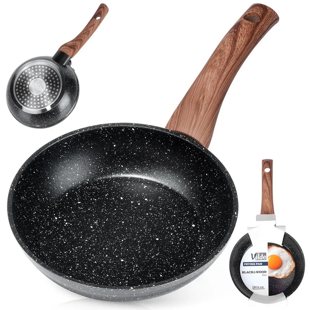 Vilde Granite Frying Pan Black&WOOD 16 cm