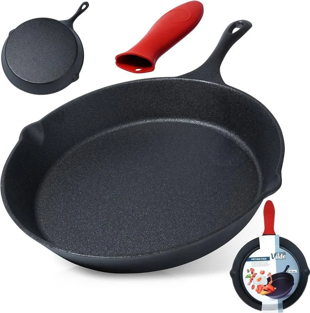 Vilde Cast Iron Pan, Cast Iron Grill Pan with Silicone Handle Protector, CAST LINE 30 cm