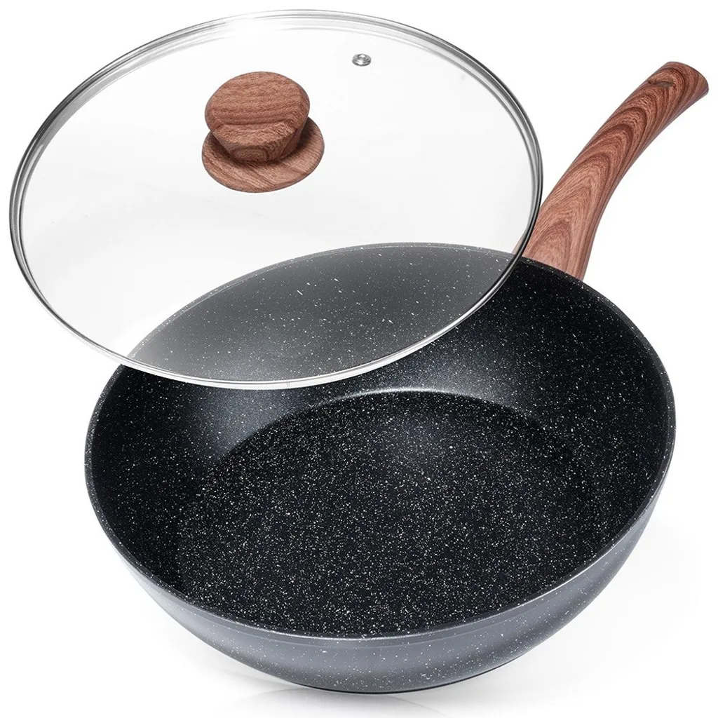 Vilde | Frying pan - Ø 28 cm - Black with glass lid - Non-stick coating - Suitable for induction cooktops