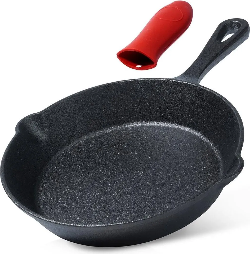 Vilde | Pan - Cast iron pan - Ø 20 cm - Black - Heat resistant - With silicone handle protector