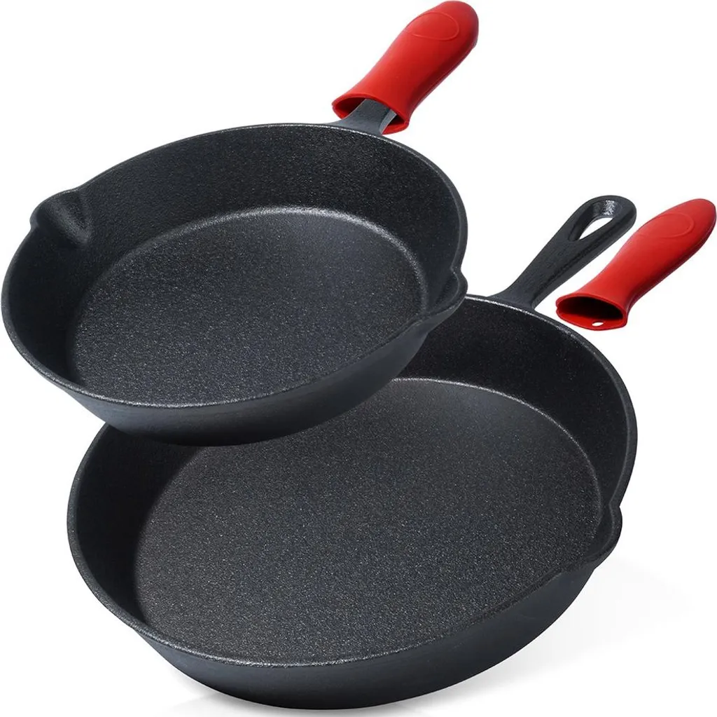 Vilde | Pan Set - 20 cm / 25 cm - With Silicone Mat - Cast Iron Pan - Induction Compatible