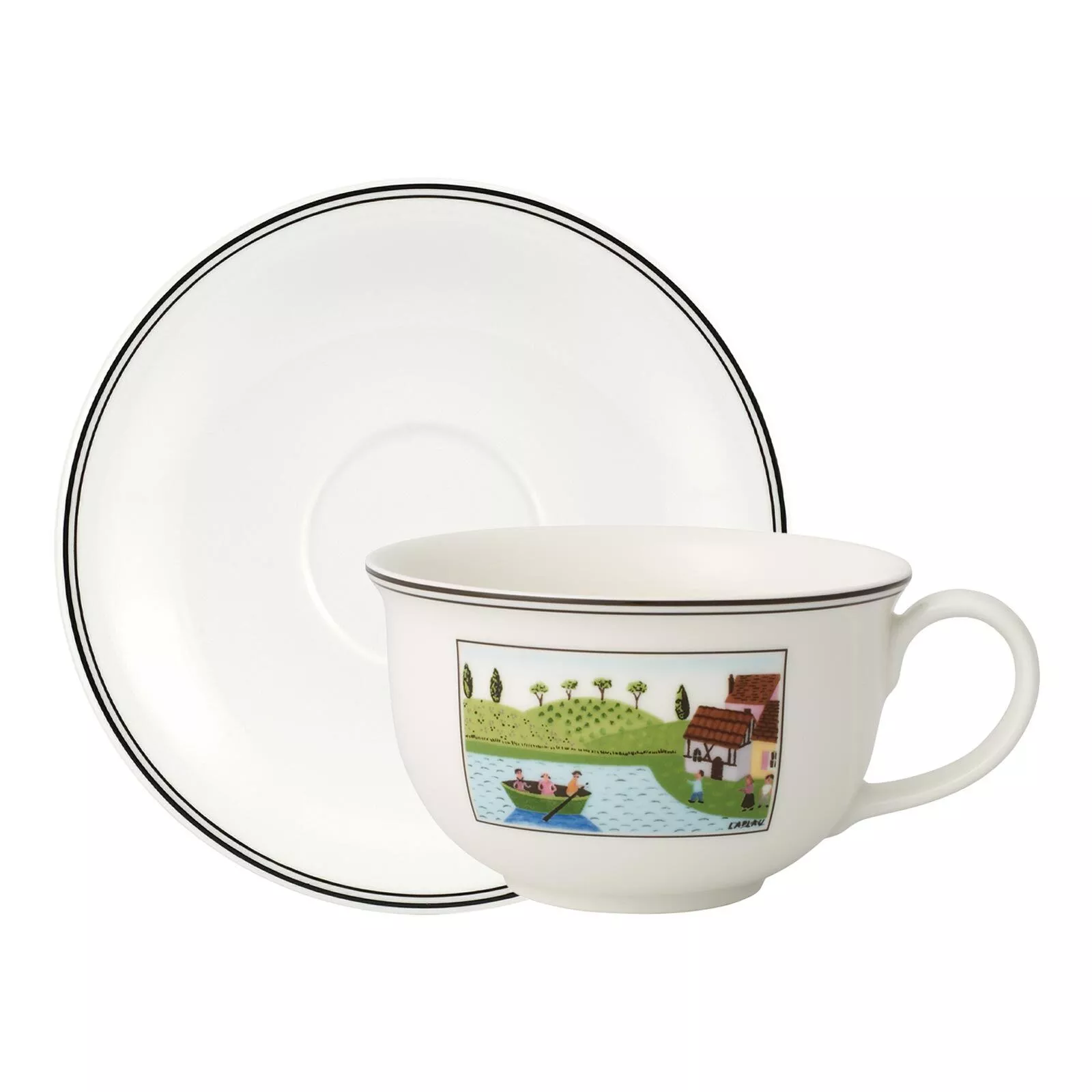 Villeroy & Boch CAFÉ AU LAIT Cup and Saucer Charm & Breakfast Design Naif white-multicolored 500 ml