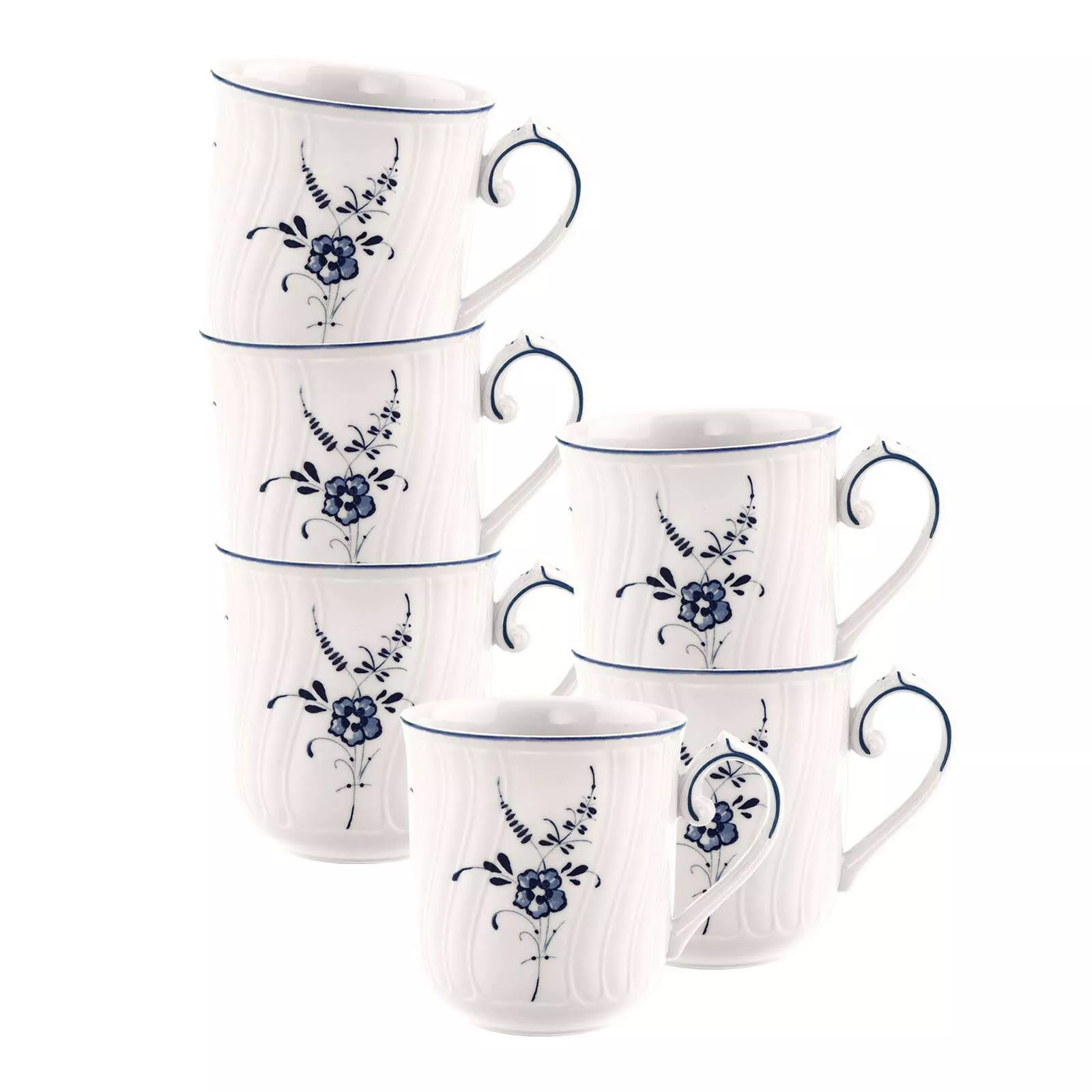 Villeroy & Boch COFFEE CUPS Vieux Luxembourg white-blue 290 ml set of 6