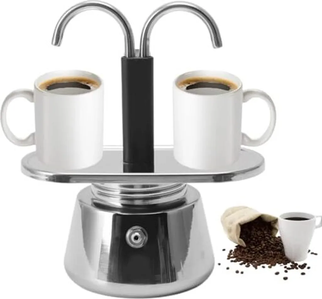 Vingvo Moka Coffee Maker, 2 Cups, Italian Coffee Maker, 100 ml, Mini Portable Stainless Steel Espresso Pot, Electric