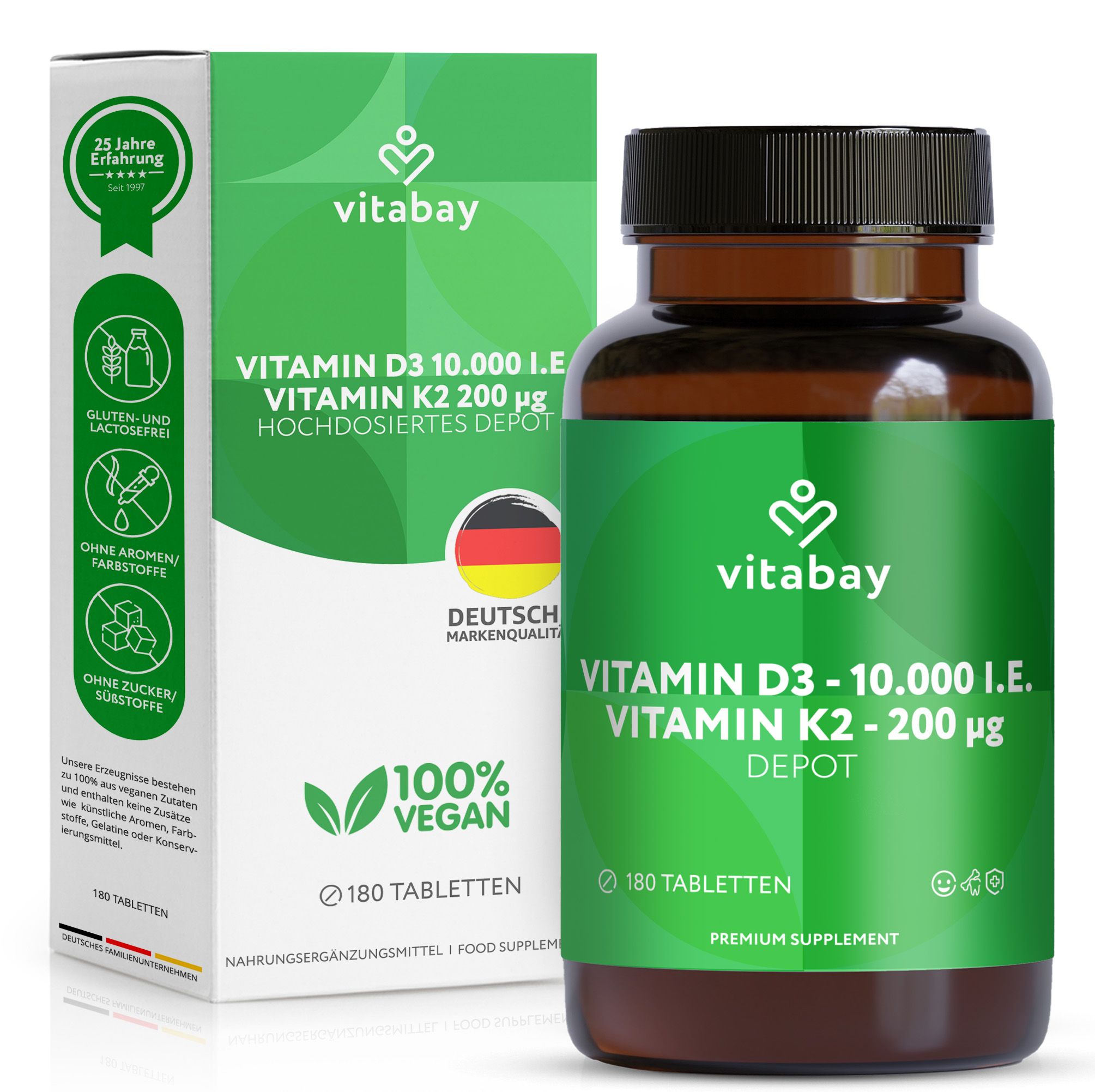 Vitabay vitamin D3 10000 I.E. + K2 200 MCG Depot
